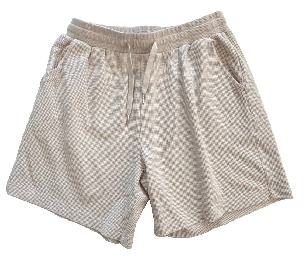 COMFRT Mens Stone Waffle Lounge 7" Shorts Drawstring Pull On Logo XL